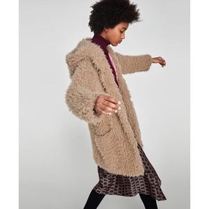 Zara | hooded teddy jacket size small